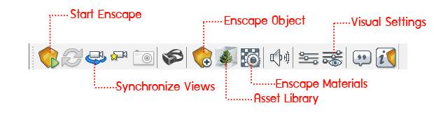 ตัวอย่างหน้าต่างโปรแกรม Enscape และ เครื่องมือหลักๆที่ใช้
